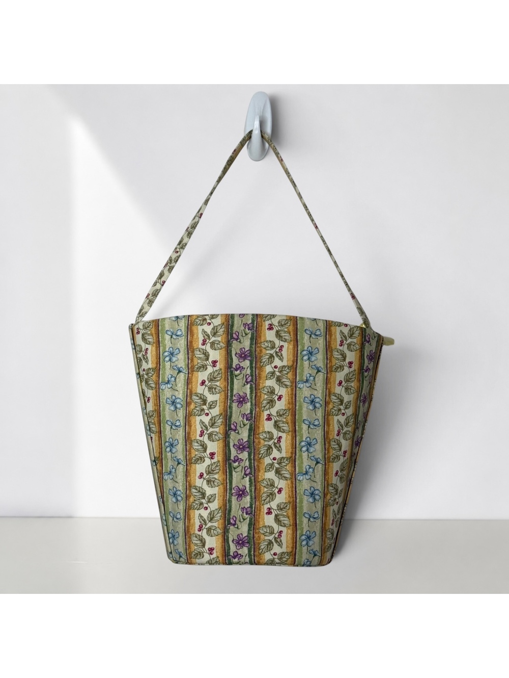Longaberger Floral Stripe Shoulder Bag Cottagecore Quilted Purse